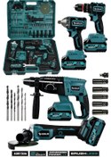 Resim Assur ASR1256 21V 4'lü Set Taşlama + Somun Sıkma Sökme + Akülü Vidalama + Kırıcı Delici Hilti Mavi 