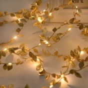 Resim 3m/30 LED Altın Yaprak Peri Işıkları, Sıcak Beyaz İplik Aydınlatma, Pille Çalışan (Piller Dahil Değildir) Ev, Masa, Düğünler için Şık Dekorasyon, Yapay Bitki Süslemesi - Tüy Yok, Pil Dahil Değil 