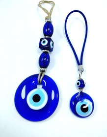 Resim Ennea Art El Yapımı Nazar Boncuğu Duvar Dekoru +araba Dikiz Ayna Süsü Cam Dekoratif Hediyelik Set 