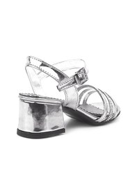 Resim Hapshoe Platin Gri Rugan Taşlı Kalın Kız Çocuk Abiye Topuklu Ayakkabı Gri 