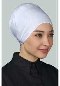 Resim Altobeh Kadın Pratik Dikişsiz Bağcıklı Kaymayan Tesettür Penye Bone - Beyaz 