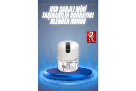 Resim Pileli Store Pilelistore- Mini El Rondosu Şarjlı Doğrayıcı Taşınabilir Rondo Blender 250 ml 