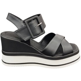 Resim Ventes 111171z 8 Cm Kalın Topuklu Önü Açık Yumuşak İç Pedli Günlük Kadın Tek Bant Sandalet Siyah 