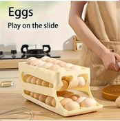 Resim Chuangyinshop Krem Sarı Büyük Kapasiteli 42 Yumurtalık 3 Katlı Çift Sıra Yumurta Saklama Rafı 