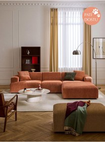 Resim S Home Design Concept Molly Köşe Koltuk Sağ Köşe, Teddy Kiremit 290x185 cm (Pati Dostu) 