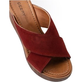 Resim Deery Hakiki Süet Bordo Kadın Terlik-Bordo 
