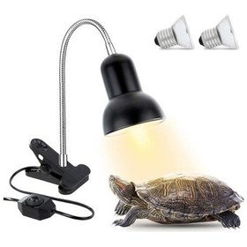 Resim Sürüngen Isıtma Lambası Uvb Işık, 50w-70w Ampul, 360 Dönebilen Kelepçe, Ayarlanabilir Sıcaklık 2 Ampul Dahil 