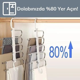 Resim Elite Avm 4 Adet 5li Pantolon Askısı Hareketli Dolap İçi Askı Sistemi 