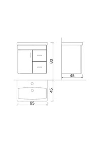 Resim Denko Petra 65 Cm Mdf Banyo Dolabı Alt Modül Ve Seramik Lavabo Çok Renkli 
