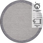 Resim Konfor Sisalux 3092 Gri Jüt Tabanlı Modern Dokuma Yuvarlak Kilim Sisal Hasır Halı Konfor Halı