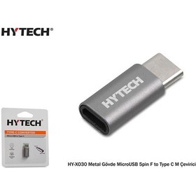 Resim Hytech Hy-Xo30 Gümüş Metal Gövde Microusb 5Pin F To Type C M Çev 