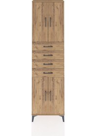 Resim Arges Dolap 3 Raflı 4 Çekmeceli 4 Kapaklı 60x30x221 Çam-çam Çam 