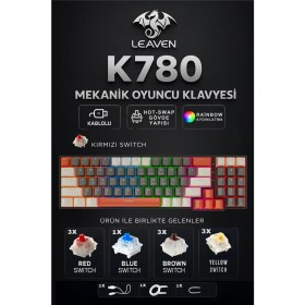Resim Leaven K780 Kablolu Mekanik Rgb Işıklı Klavye 78 Tuşlu Kompak ve Şık Tasarım Ingilizce Q Klavye Ev ve Ofis Klavyesi 