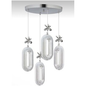 Resim 4'li Krom Kaplama Sarkıt Led Salon Avize 3 Renk Ledli Krom 