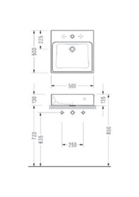 Resim Serel Tezgah Üstü Kare Lavabo 50 x 50 CM 2042T x s110H 