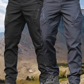 Resim 2 adet Erkek Taktik Kargo Pantolonu - Nefes Alabilen Açık Hava İş Pantolonu, Çoklu Cep, Dayanıklı Esnek Olmayan Kumaş, Yürüyüş, Balıkçılık, Bisiklet ve Günlük Giyim İçin (Yeşil ve Bej), Yürüyüş Pantolonu, Yürüyüş Kıyafeti, Esnek Olmayan Malzeme 