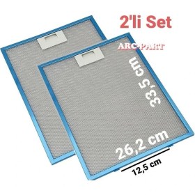 Resim ARC-PART Arçelik Uyumlu Davlumbaz Alüminyum Filtre 26,2X33,5 cm - 2'li Set 