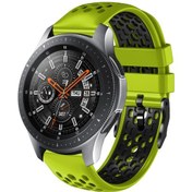 Resim Samsung Galaxy Uyumlu Watch İçin 46mm 22mm İki Renkli Nefes Alabilir Silikon Saat Bandı Lime 