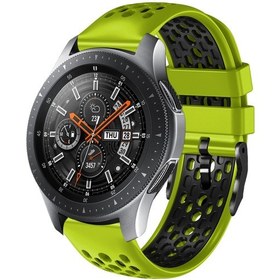 Resim Samsung Galaxy Uyumlu Watch İçin 46mm 22mm İki Renkli Nefes Alabilir Silikon Saat Bandı Lime 
