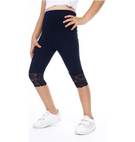 Resim Toontoy Kids Toontoy Kız Çocuk Paça Dantel Detaylı Kapri Lacivert 