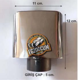 Resim Tekli Kare Krom Uyumlu Sessiz Egzoz Eksoz Ucu 