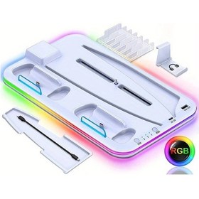 Resim Sunshine022 Ps5 Konsol İçin Beyaz Soğutucu Fanlı Çift Multifonksiyonlu Şarj İstasyonu Slim Uyumlu Değil 