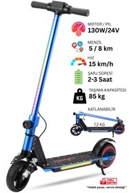 Resim Cool Wheels Elektrikli LED Işıklı Katlanabilir Çocuk Scooter - Çift Frenli- Çift Süspansiyonlu 8 yaş ve üzeri 