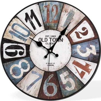 M3 Decorium Yuvarlak Dart Hedef Tahtası Desenli Sessiz Saniye Bombe Camlı Ev Ofis Okul Duvar Saati Büyük 35 cm