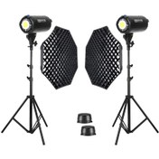 Resim GDX HD-200W Led Video Işığı 2'li Full Set (140 Octagon Softbox + 260cm Işık Ayağı) 