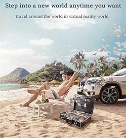 Resim VR Başlık Uyumlu ve Android Telefonlar için, Mavi Işık Uzaktan Kumandalı Kulaklıklı Yükseltme VR Gözlükleri, Film İzleme ve Video Oyunları için 3D Sanal Gerçeklik Görüntüleyici 