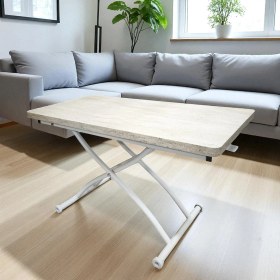 Resim Juppo Üst Tabla Mdf Traverten Oval Köşe Alt Ayak Metal 