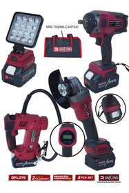 Resim Daflong PRO 4'LÜ 1600NM TORKLU+ MATKAP+6 KADEME DEVİR AYARLI TAŞLAMA+LASTIK ŞİŞİRME POMPASI DFL-276 