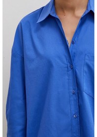 Resim Pamuklu Klasik Gömlek İndigo İndigo 