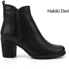 Resim GÖNDERİ(R) Kadın / Kız Siyah Fermuarlı Kalın Topuklu Hakiki Deri Bot 