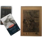 Resim Derwent Graphic 12 Li Dereceli Kalem Seti+a4 300 Gr Kraft Defter 