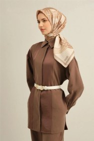 Resim Armine Klasik Desenli Saf İpek Twill Eşarp 9333d 04 BEj 