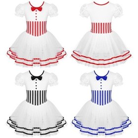 Resim Mavi Yürümeye Başlayan Kızlar Noel Dans Kostümü Şekil Buz Pateni Paten Kısa Dantel Kollu Şerit Örgü Tutu Bale Leotard Elbise Mavi 