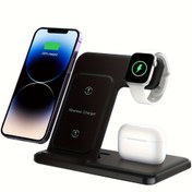 Resim 3'ü 1 arada Kablosuz Şarj İstasyonu, Airpods için Tip-C Bağlantı Noktası ve Kulaklıklarla Şarj Dock İstasyonu, iPhone Çoklu Cihazlar 16/15/14/13/12/11/Pro/Max/Mini/8/Plus/X/XR/XS/X/SE için Katlanabilir Kablosuz Şarj Standı, iWatch Serisi 10/Ultra/9/8/7/6/5/4/3 için 