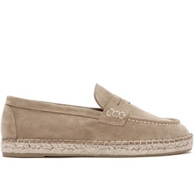 Resim Women's Beige Suede Leather Espadrille 