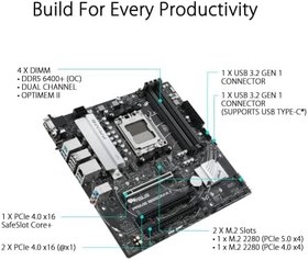 Resim Asus Prime B650M-A II AMD B650 Soket AM5 DDR5 6400(OC) MHz mATX Gaming (Oyuncu) Anakart 