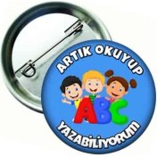Resim Hediye Panayırı Ben Artık Okuyup Yazabiliyorum Öğrenci Yaka Rozeti Mavi 20'li 