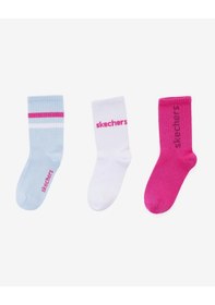Resim Skechers 3'lü Paket Funny Script Uzun Çorap Büyük Kız Çocuk Pembe-mavi-beyaz Sk2520118-3474 