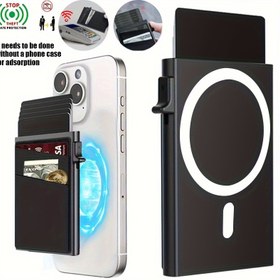 Resim For iPhone için Yan İtme Manyetik RFID Engelleme Kart Tutucu - İnce Manyetik Otomatik Kart Yuvası ile Güvenli Cüzdan Tasarımı, Siyah, Klasik Tarz, Sadece Kuru Temizleme, Noel, Cadılar Bayramı, Şükran Günü, Telefon Cüzdanı, Şık Telefon Aksesuarı, Metalik Detaylar 