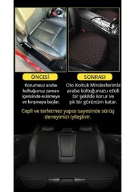 Resim Tay Tüyü Sırtlı Oto Koltuk Minder Seti - Oto Koltuk Kılıf Seti - Cepli & Terletmez - Siyah Beyaz 