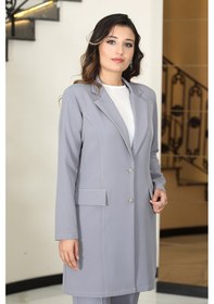 Resim Raika Moda Parla Ceket Pantolon Şık Tesettür Takım Gri 