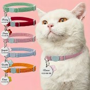 Resim İsim ve Telefon Numarası Kazınmış Kişiye Özel Kedi Tasması - Tokalı Ayarlanabilir Evcil Hayvan Tasması, Küçük/Orta/Büyük Kediler için Dayanıklı Polyester Evcil Hayvan Tasması, Bataryasız 
