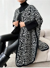 Resim 02Lady Fashion kadın leopar desenli triko panço 