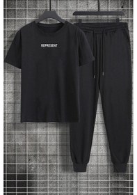 Resim Unisex Represent Baskılı 2'li Eşofman Takımı Siyah 