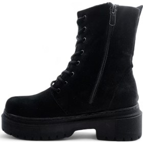 Resim Kayles Siyah Süet Rahat Kadın Bağcıklı Bot Siyah 