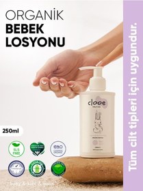 Resim Clooe Organik Bebek Losyonu 250 ML Argan Yağı - Zeytinyağı - Huş - Gül Suyu - Yenidoğan Kullanımına Uygun 